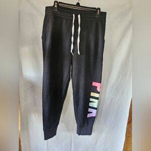 Black Victoria's Secret PINK sweatpants with pink logo some pilling see photos,